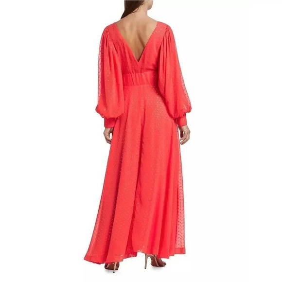 Kimberly Goldson NEW Lesli Jacquard Maxi Dress SIZE Xs WOMENS Coral Gold - Picture 5 of 16